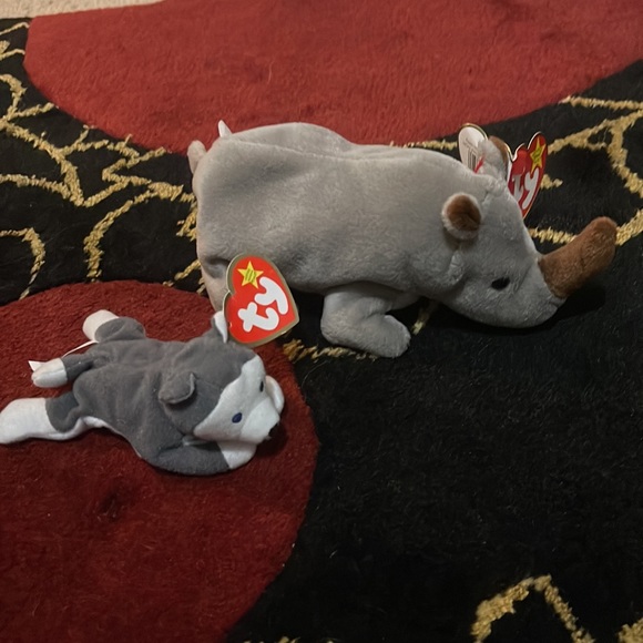 Two beanie babies, Spike the Rhino, and Teenie beanie baby, Nook the Husky. - Picture 11 of 11